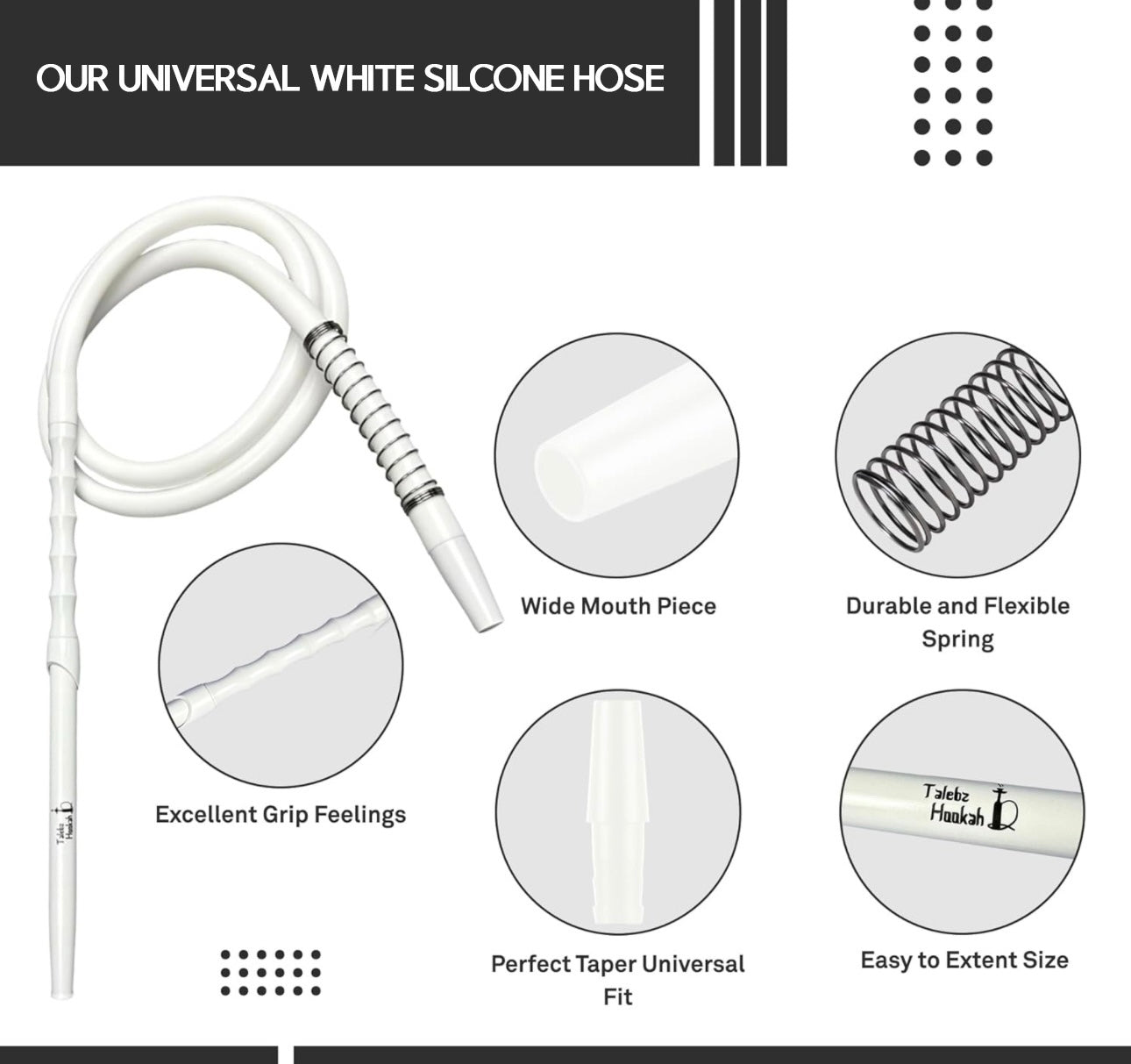 White Silicone Hookah Hose